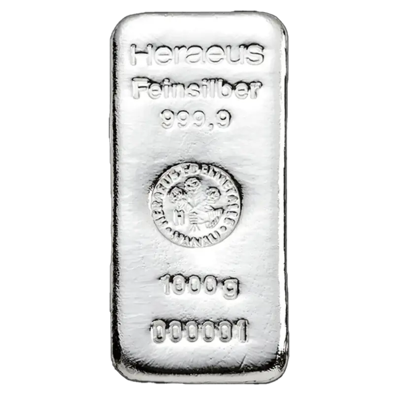 1 Kilogram Srebrna Sztabka | Heraeus