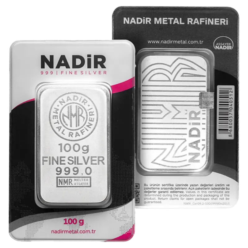 100g Srebrna Sztabka | Nadir Metal Rafineri | Bita