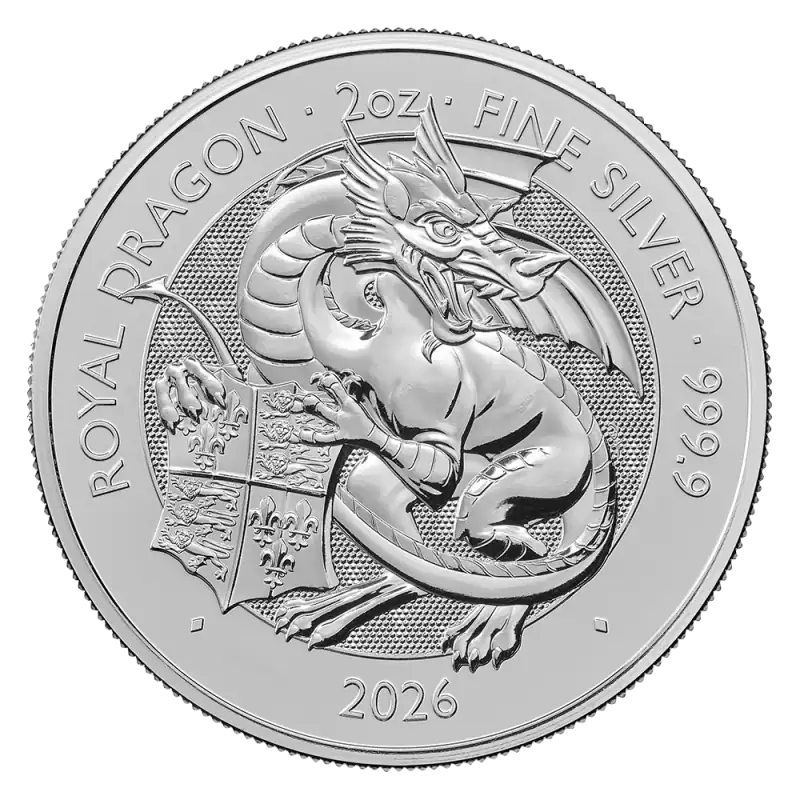 2 oz Bestie Tudorów Royal Dragon Srebrna Moneta | 2026