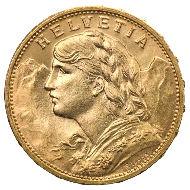 20 Franków Szwajcarskich Vreneli Złota Moneta | 1897 - 1949
