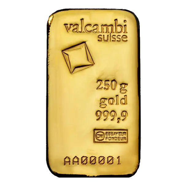 250 Złota Sztabka | Valcambi | Odlewana