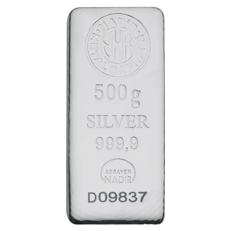 500g Srebrna Sztabka | Nadir Metal Rafineri